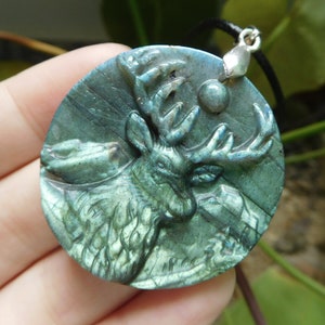 Thanksgiving day. deer pendant. carve deer necklace. labradorite deer necklace. men necklace. carved elk pendant gemstone craft deer jewelry