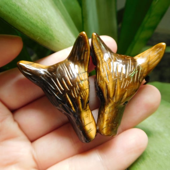 Carved Tigers Eye Wolves Carved Tigers Eye Wolves