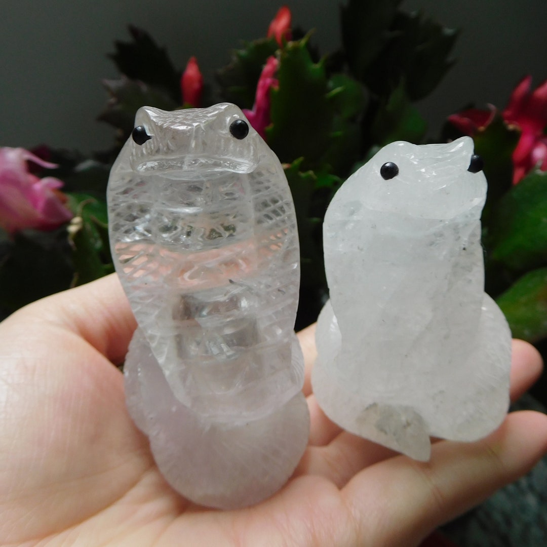 Crystal Quartz Snake Carving