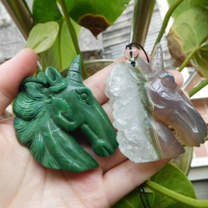 African jade carve unicorn necklace. carve stone animal. carve stone animal necklace. gemstone carve horse pendant. christmas day gift