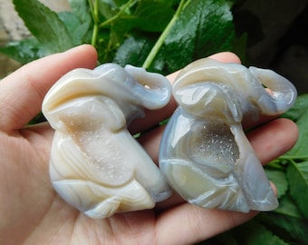 Geode Achat Karve Elefant. Schnitzerei Elefant Figur. Elefant Dekoration. Edelsteinschnitzerei. Kristallschnitzerei. Tierschnitzerei