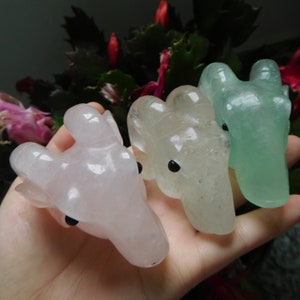 gemstone carve ram decoration. stone carve animal ornament. crystal decoration. animal carve ram. fluorite ornament. goat figurine