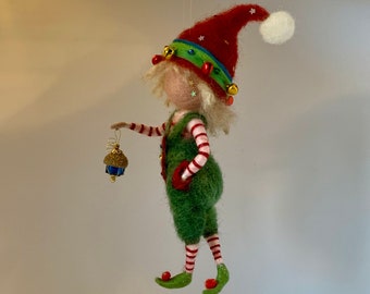 Needle felted elf, Waldorf inspired, Felted elf, Christmas doll, Christmas tree decor, Christmas gift, Wool doll, Wool elf, Art doll