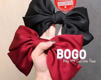 Red Silk Hair Bow Etsy