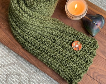 Handmade Crochet Scarf with Button: Soft & Cozy Winter Wear