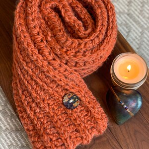 Handmade scarf, crochet scarf, scarf with button, winter scarf, scarf for women, birthday gift, soft and cozy winter scarf,