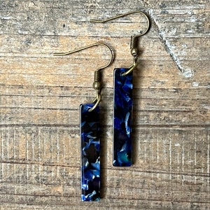 Midnight Blue Acrylic Resin Dangle Earrings, Bohemian Earrings, Dangle Boho Earrings, Boho Jewelry, Bohemian Hippie Earrings