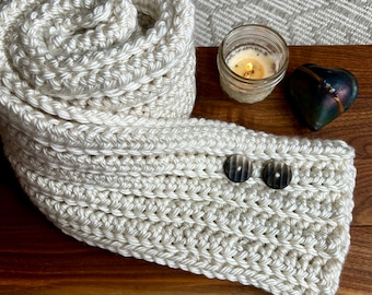 Handmade Crochet Button Scarf: Soft Acrylic Winter Scarf