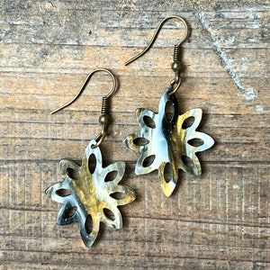 Gold and Gray Acrylic Resin Dangle Earrings, Bohemian Earrings, Dangle Boho Earrings, Boho Jewelry, Bohemian Hippie Earrings