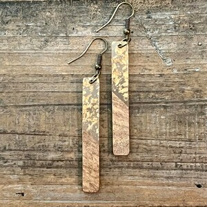 Opaque With Gold Foil Acrylic Resin & Wood Dangle Earrings, Bohemian Earrings, Dangle Boho Earrings, Boho Jewelry, Bohemian Hippie Earrings