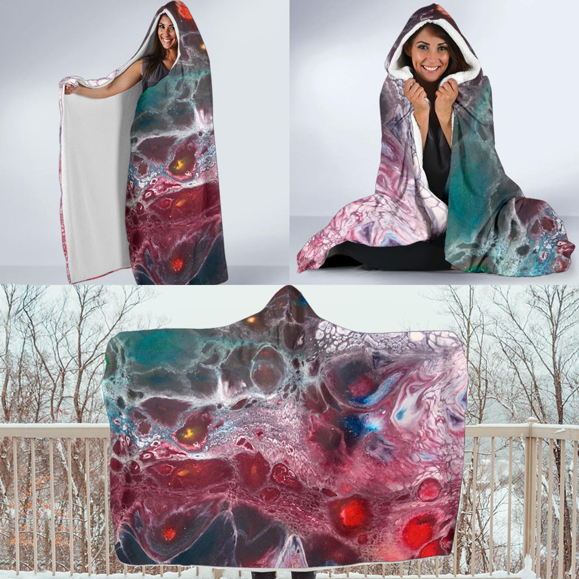 Liquid Paint-Hooded Blanket