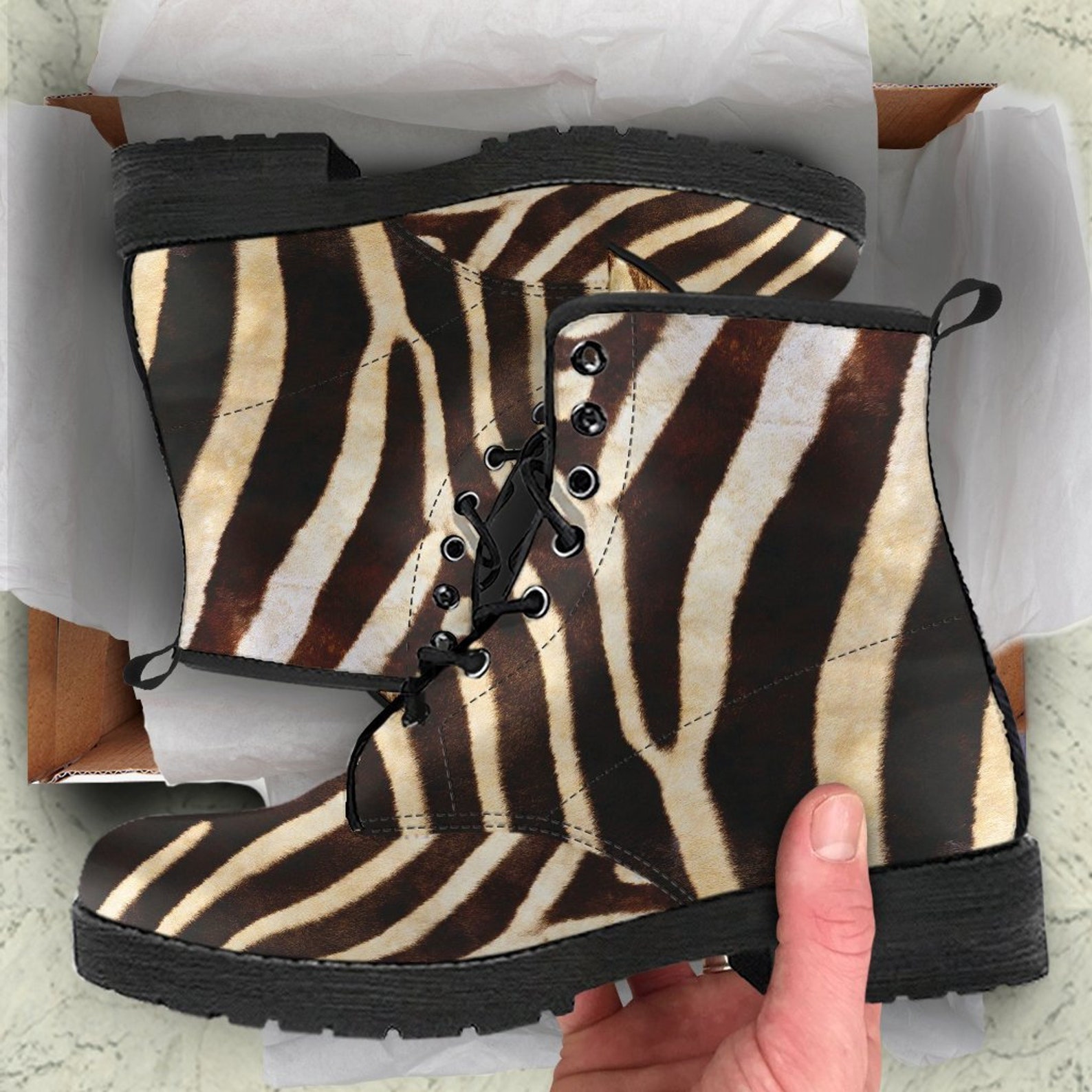 On SALE Zebra Print Women's Boots Doc Marten Style Etsy