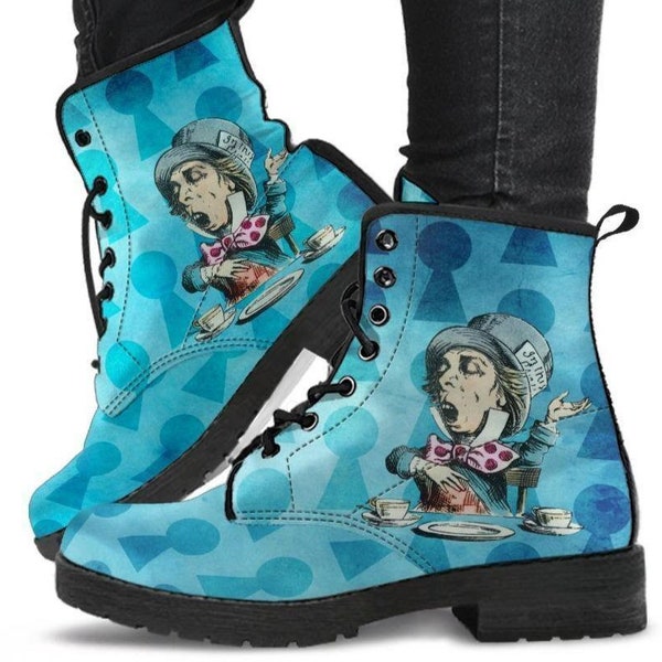 Mad Hatter Key Hole -Womans Combat boots, , Hippy Festival, Combat Boots