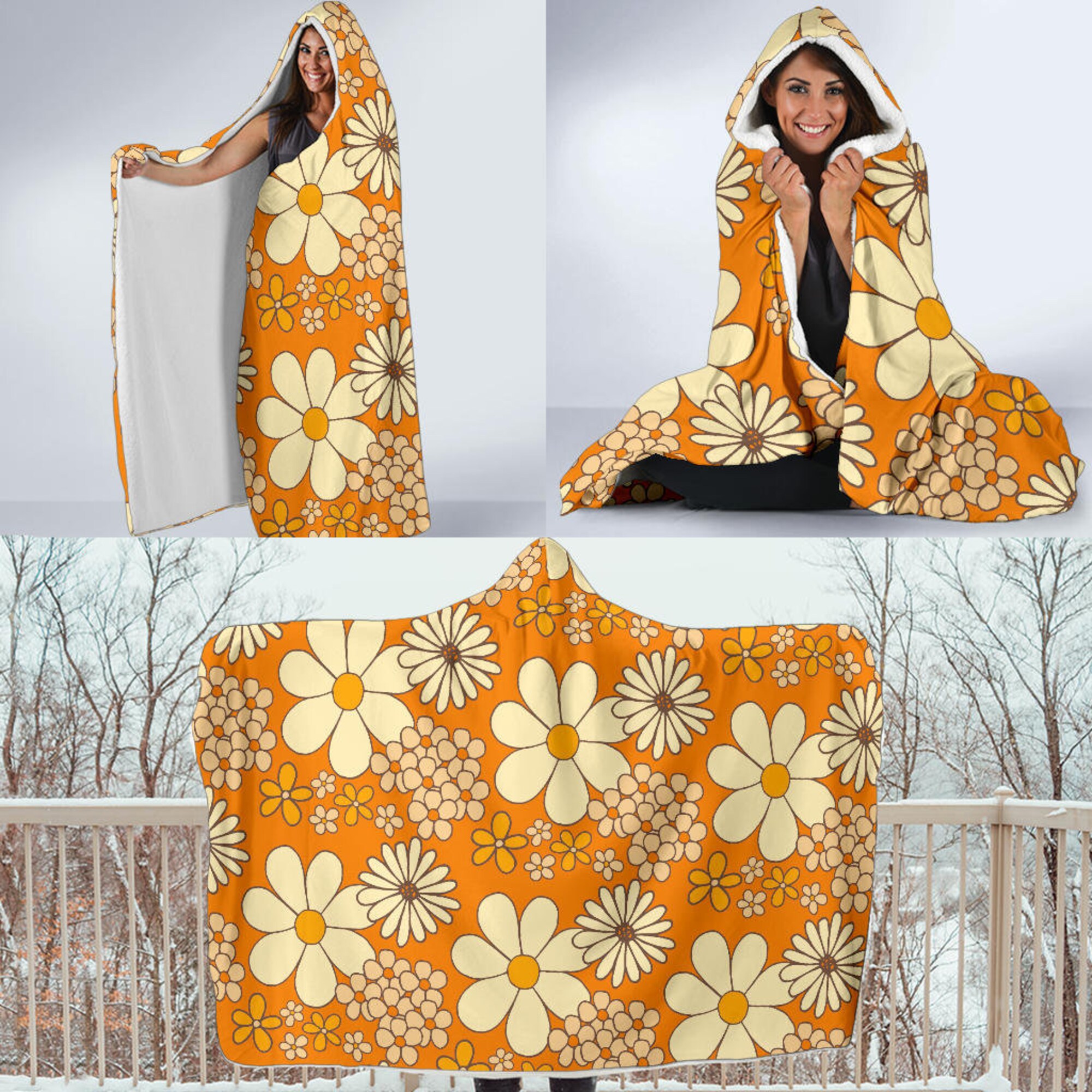 Groovy Daisy-Hooded Blanket