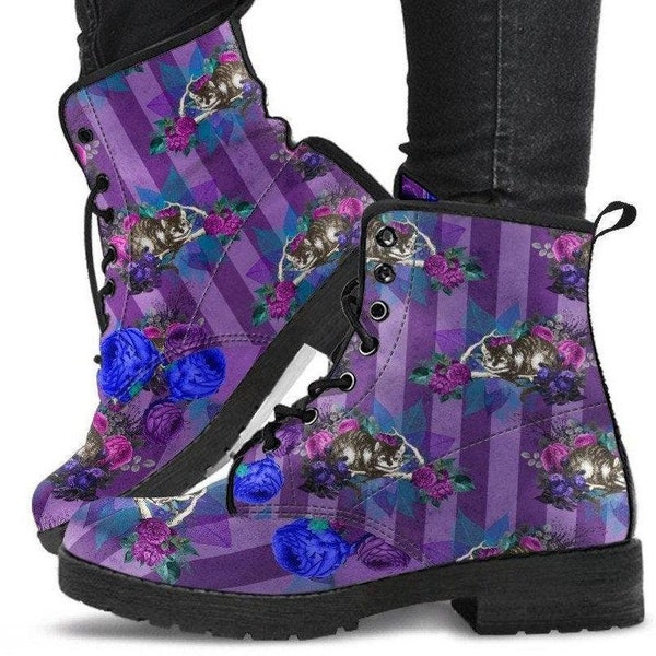 Classic boots, combat boots, Lace up, Festival hippy boots-Alice Cheshire Cat