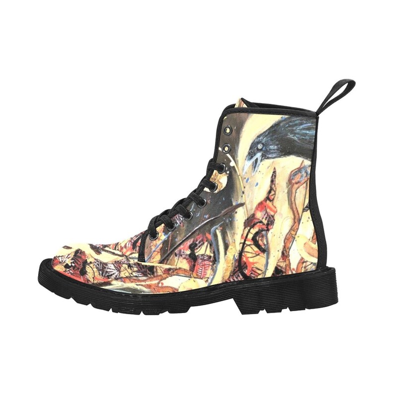 Crow Ravens Expendable- Mens -Doc shops Style, Festival, Combat, Vintage Hippie Lace up Boots