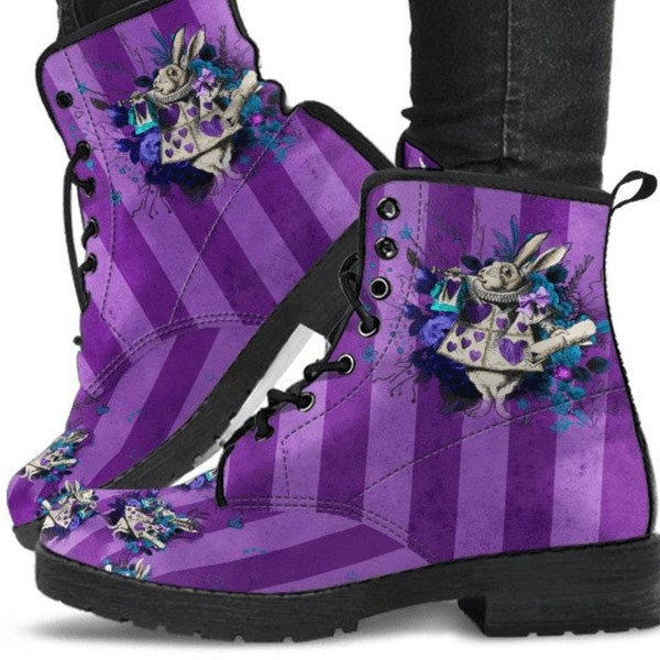 Alice the Rabbit- -Classic boots, combat boots, Lace up, Festival hippy boots