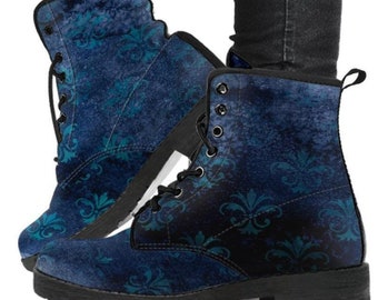 Vintage Blue Emblem  - Classic boots, combat boots, Lace up, Festival hippy boots