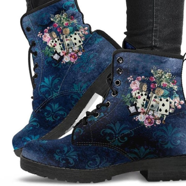 Alice Painting the Roses -Combat boots,  Boots Lace up, Classic Short boots