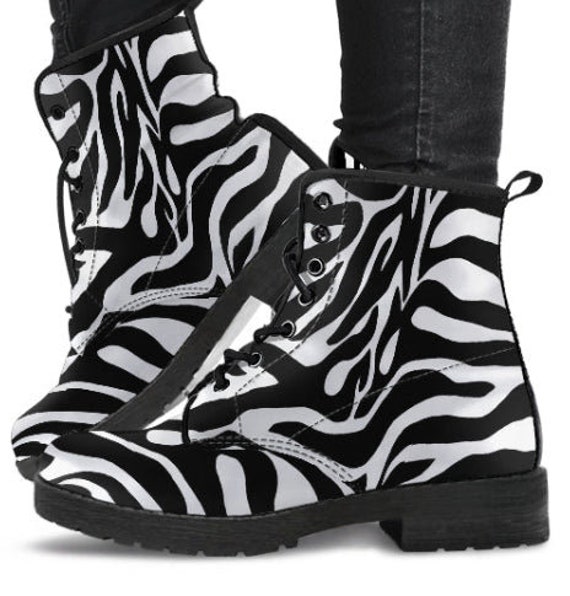 Zebra Print Ankle Boots Women's Shoes 