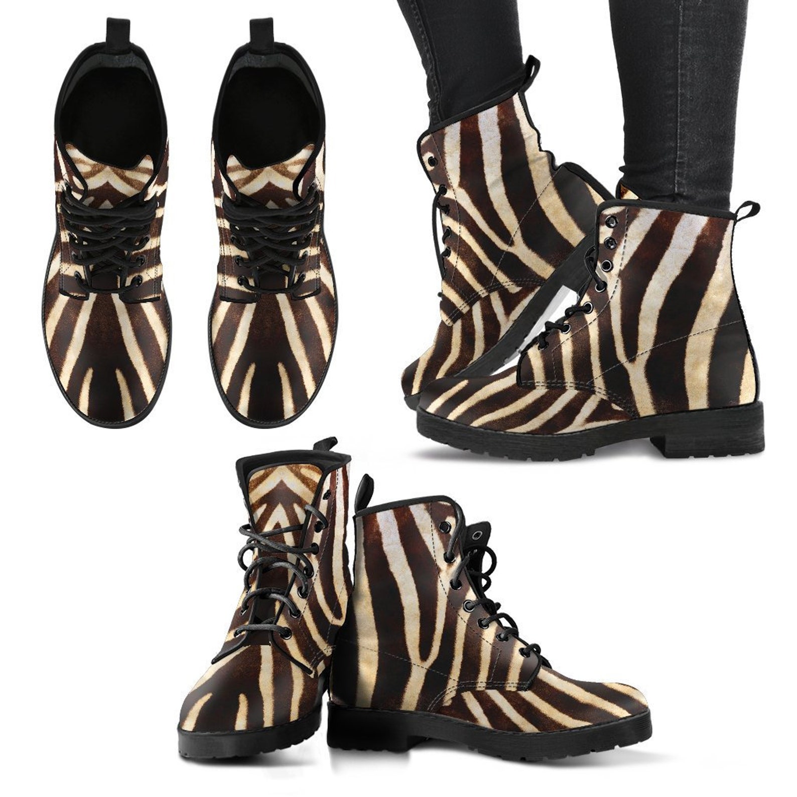On SALE Zebra Print Women's Boots Doc Marten Style Etsy