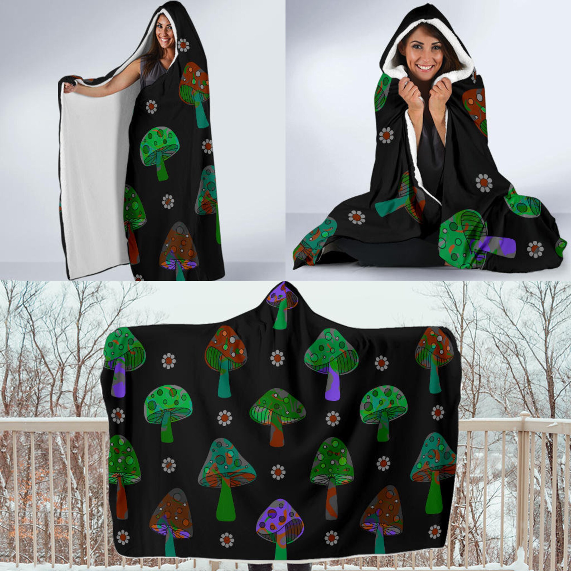 Mushroom Patch-Hooded Blanket
