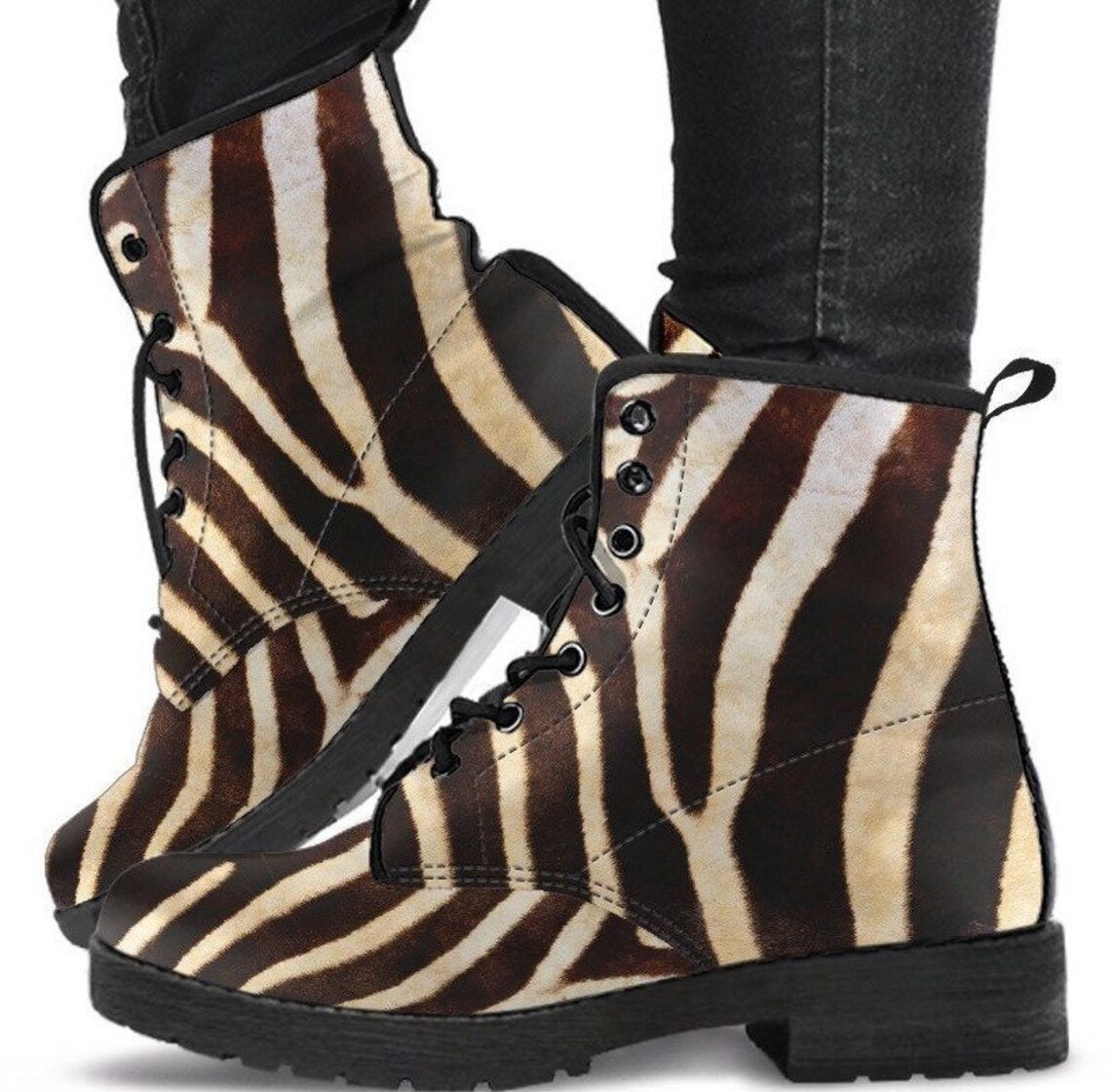 On SALE Zebra Print Women's Boots Doc Marten Style Etsy