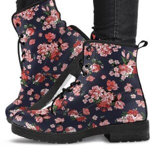 Floral -Women's Combat boots,  Festival, Combat, Vintage Hippie Lace up Boots