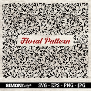 May include: A black and white floral pattern with a white banner that says "Floral Pattern".