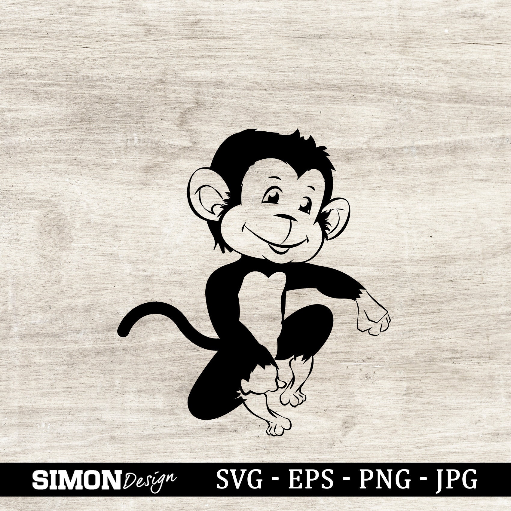 Download Monkey Svg Animals Svg Monkey Clipart Monkey Silhouette Etsy