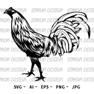 Rooster svg,  Chicken SVG, Rooster Design, Fighting Rooster svg, Rooster Silhouette, Farm Chicken svg, Chicken Cutfile