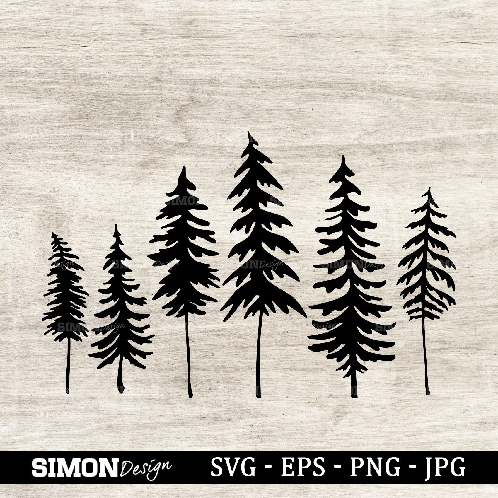 Pine Trees Svg Digital File Svg Eps Png and Jpg instant Etsy