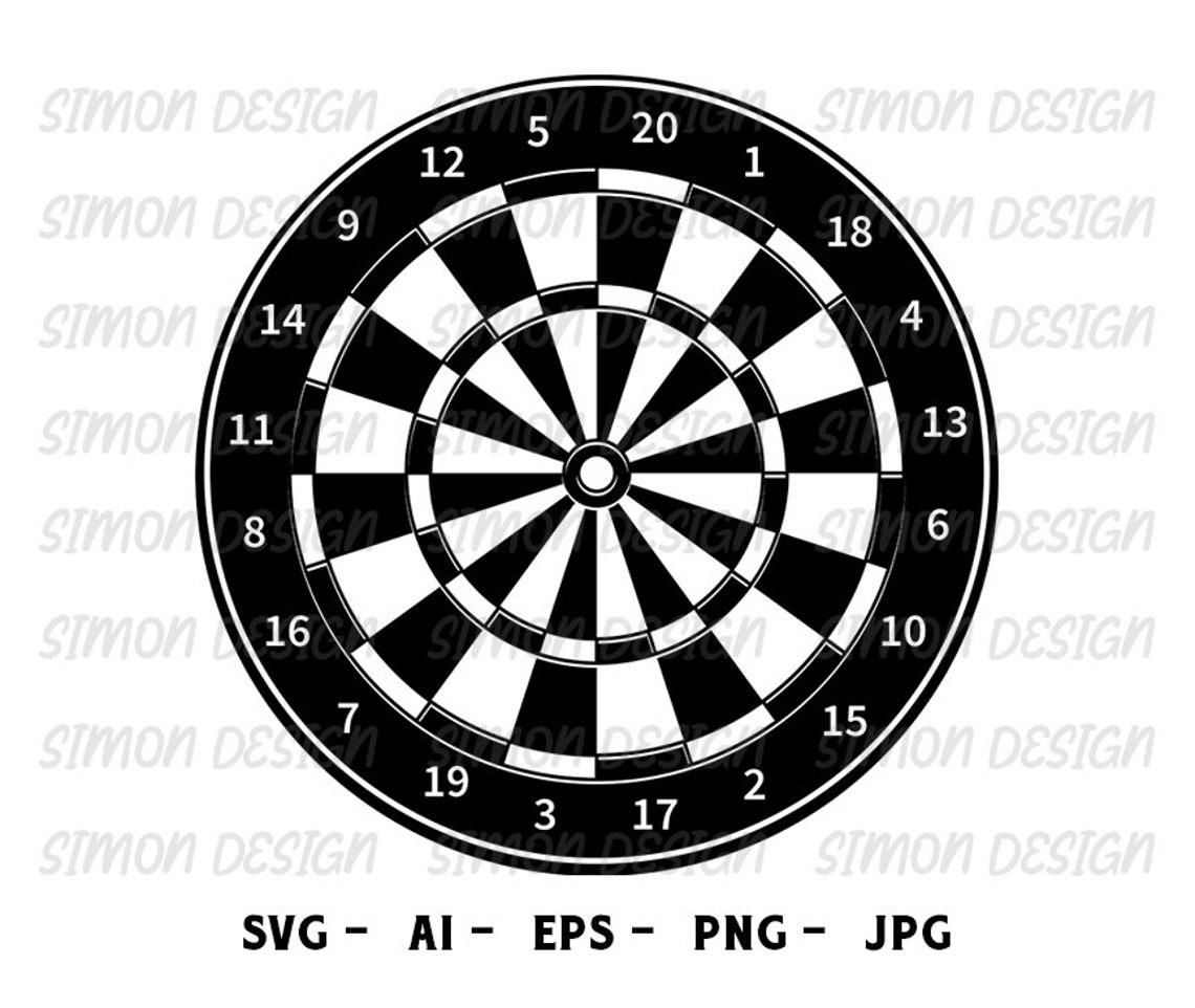 Dartboard Svg, Dart Game Svg File, Dartboard Illustration, Dartboard