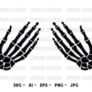 Skeleton Hands Svg, Skeleton Hands Covering Chest, Skull Shirt, Silhouette and Cricut Files - Svg - Png - Eps - Jpg