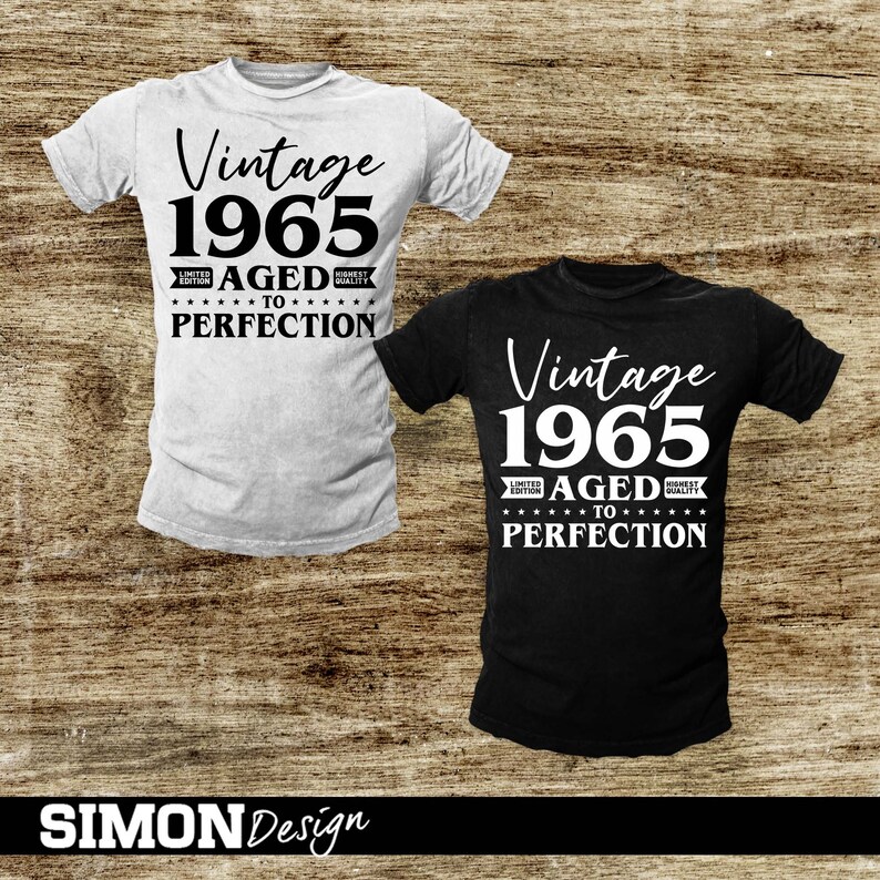 Vintage 1965 Birthday SVG, Aged to Perfection Design (digital Download ...