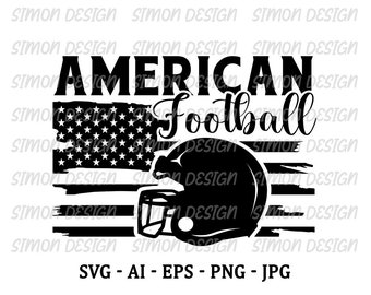 American Football US Flag SVG, Football Helmet PNG (Digital Product)
