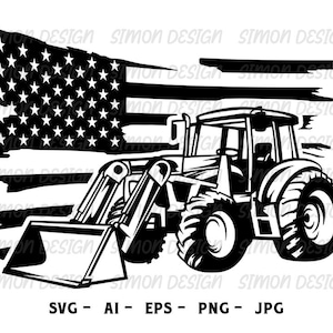 Backhoe Loader SVG, US Excavator SVG, American Backhoe svg, Construction svg, Tractor svg, Construction Equipment, Heavy Equipment svg