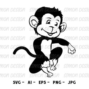 Monkey Svg, Animals Svg, monkey clipart, monkey silhouette, Cricut Files, Svg, Png, Eps and Jpg
