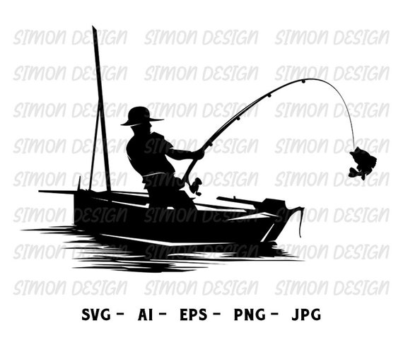 Fisherman Boat Rod Fish Silhouette PNG & SVG Design For T-Shirts