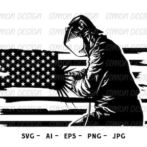 welder svg, usa flag svg, distressed flag svg, welder american flag, Silhouette and Cricut Files