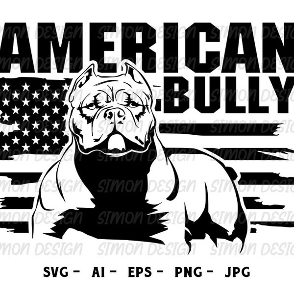 Amerikaanse bullebak Svg, PItbull Svg, Pitbull Clipart, Pitbull Silhouet, PItbull Vector. Svg, Png, Eps en Jpg,