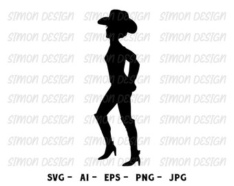 Cowgirl Svg, Cowgirl Silhouette, Cowgirl Clipart, Western Cowgirl, Cricut Files, Svg, Png, Eps, Jpg. Instant Download