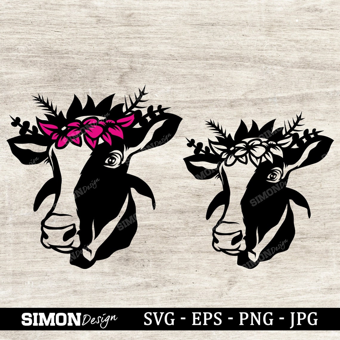 Kuh Svg Blumenkranz Kuh mit Blumenkranz Svg Bauernhof Tier Etsy