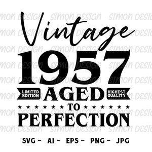 66. Geburtstags-Svg | 66. Geburtstag Shirt | Jahrgang 1957 | 1957 Alter bis zur Perfektion | Gealtert zur Perfektion SVG | Geschenkidee zum 65.Geburtstag