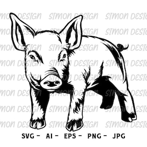 pig svg, Piglet svg, Piggy svg, Farmhouse clipart, Farm Animal Svg, Swine,  Cute Pig Svg