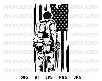 Distressed American Flag Soldier SVG, Patriotic Cut File