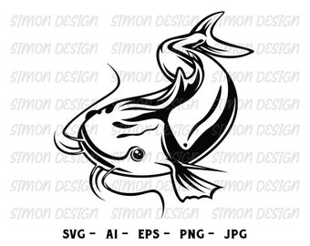 Catfish Clipart, Catfish Svg Files, Catfish Png, Fishing svg, Catfish Stencil, Catfish Vector, fish svg, Fishing Shirt, Fishing design