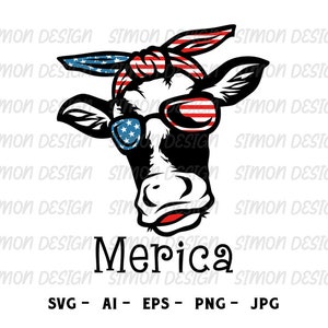 Fourth of July SVG, 4th of July Svg, Patriotic SVG, America Svg, Independence Day svg, Highland Cow svg, Heifer cow SVG, American flag svg