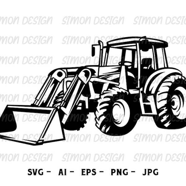 Backhoe SVG, Bucket loader svg, tractor svg, dirt tractor svg, Backhoe Loader SVG, Heavy Equipment svg, Construction Equipment,  tools svg
