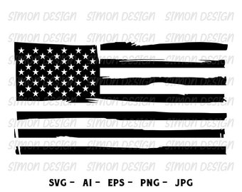 Distressed American Flag SVG, Military USA (Digital Download)